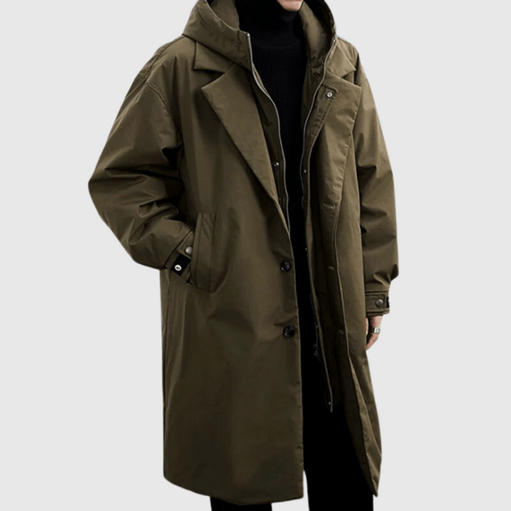 Men's waterproof raincoat, all-weather performance jacket. Lightweight & stylish for travel & commuting in black.