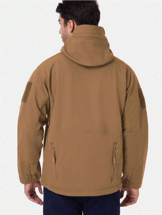 Functional men's waterproof softshell jacket & tactical pants set for diverse outdoor activities.