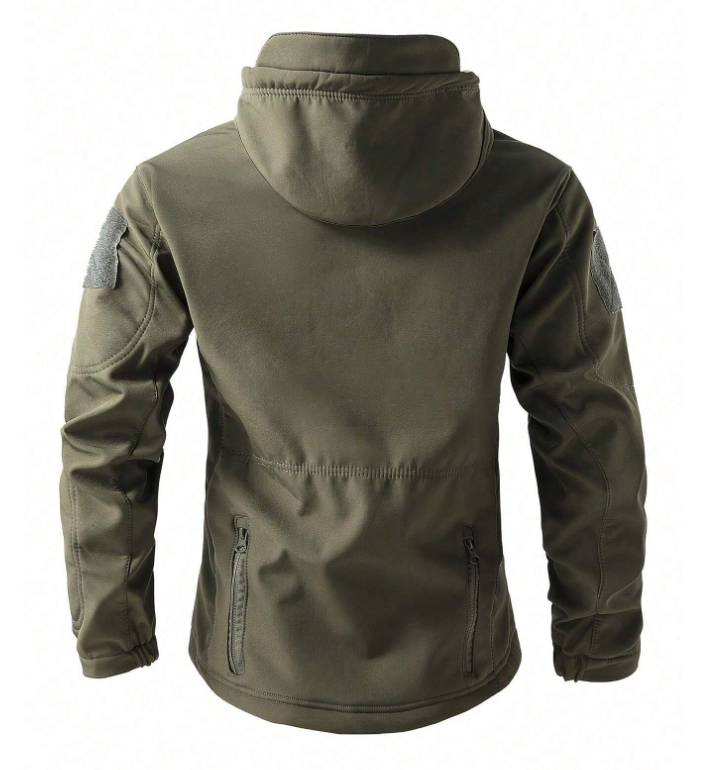 Complete men's outdoor set: waterproof softshell jacket & tactical pants for adventure-ready gear.