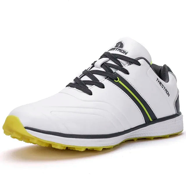 Spiked men's golf shoes for superior grip, stability, & performance on various terrains.