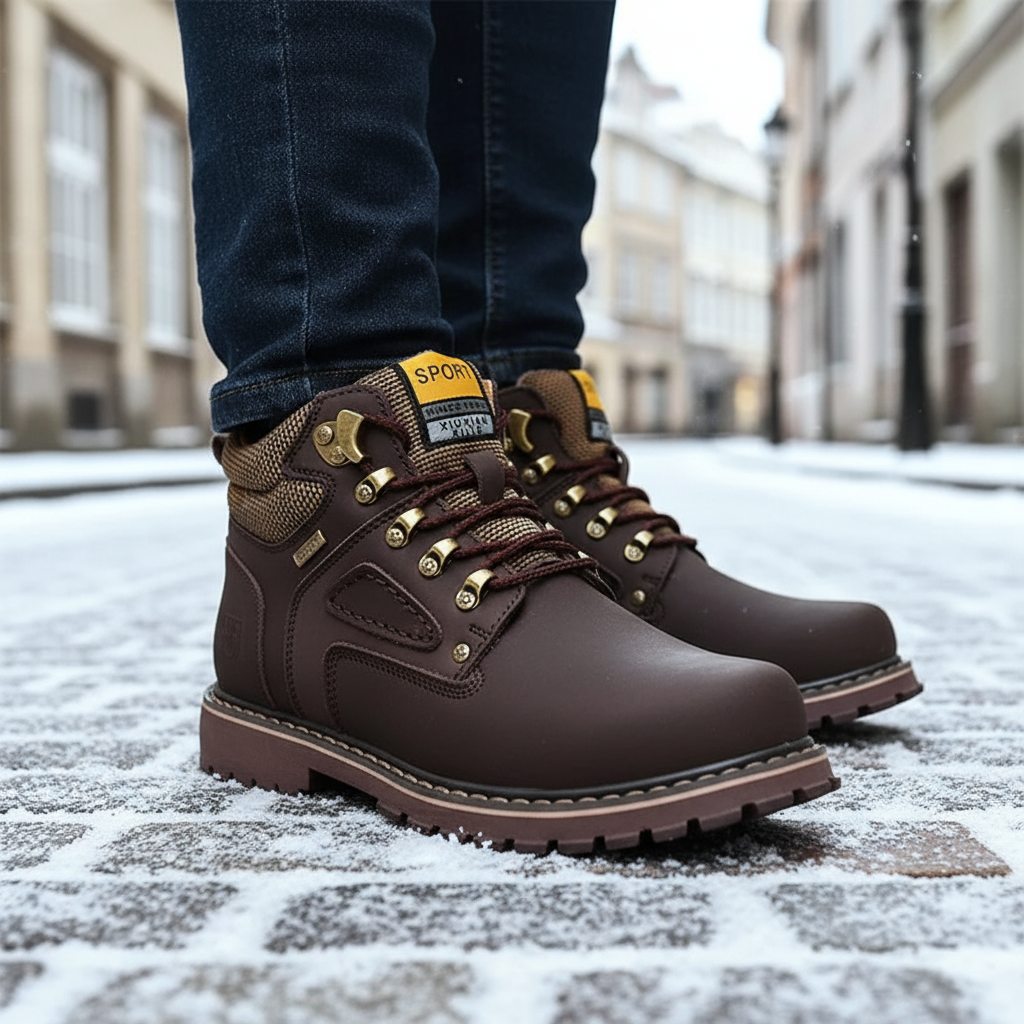 Men's waterproof winter boots for cold weather, insulated & comfortable outdoor shoes.
