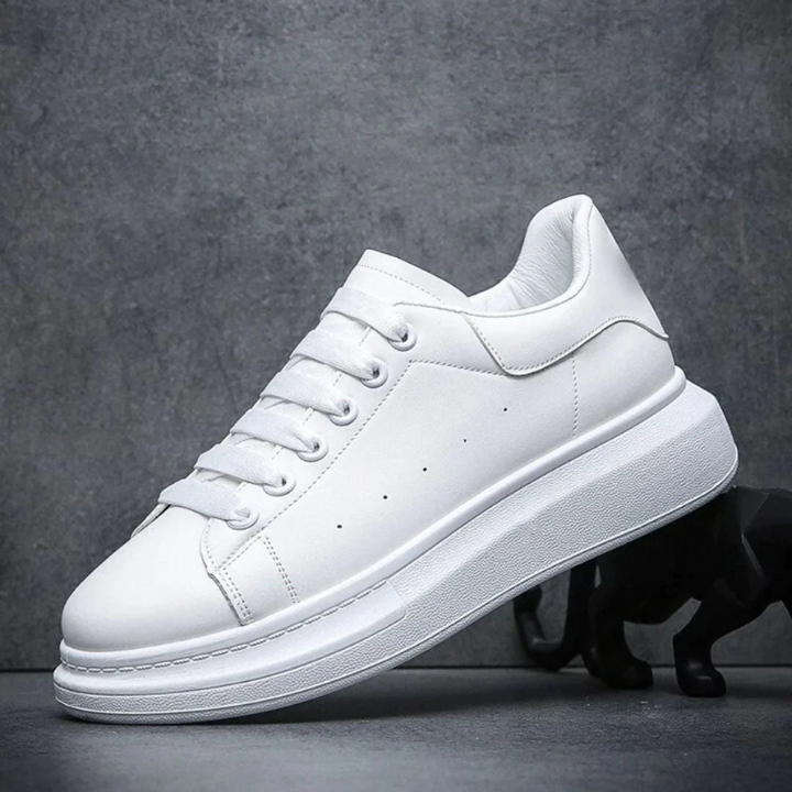 Comfortable men's platform casual sneakers with classic lace-up. Versatile footwear for everyday minimalist style.
