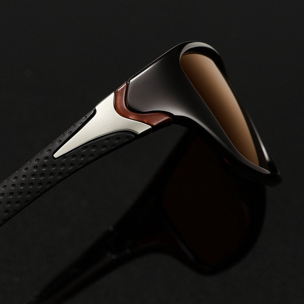 Stylish men's wraparound sport shades with polarized lenses for clear vision & UV protection. Activewear eyewear.