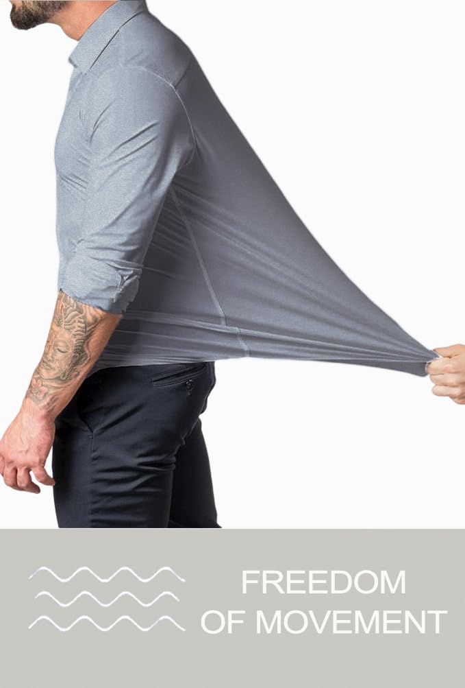 Stylish Men's Slim Fit Dress Shirt, wrinkle-free & comfortable, long sleeve.