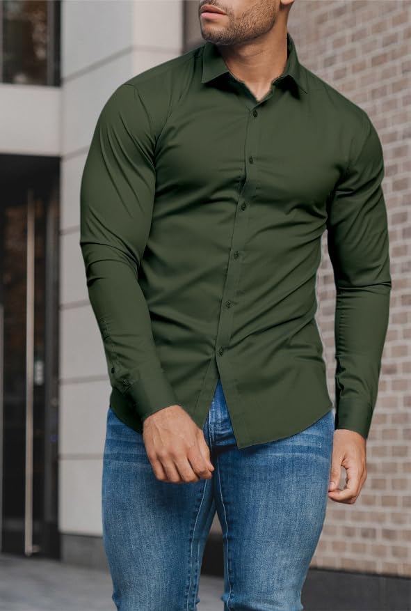 Elegant Men's Wrinkle-Free Slim Fit Dress Shirt for business casual.