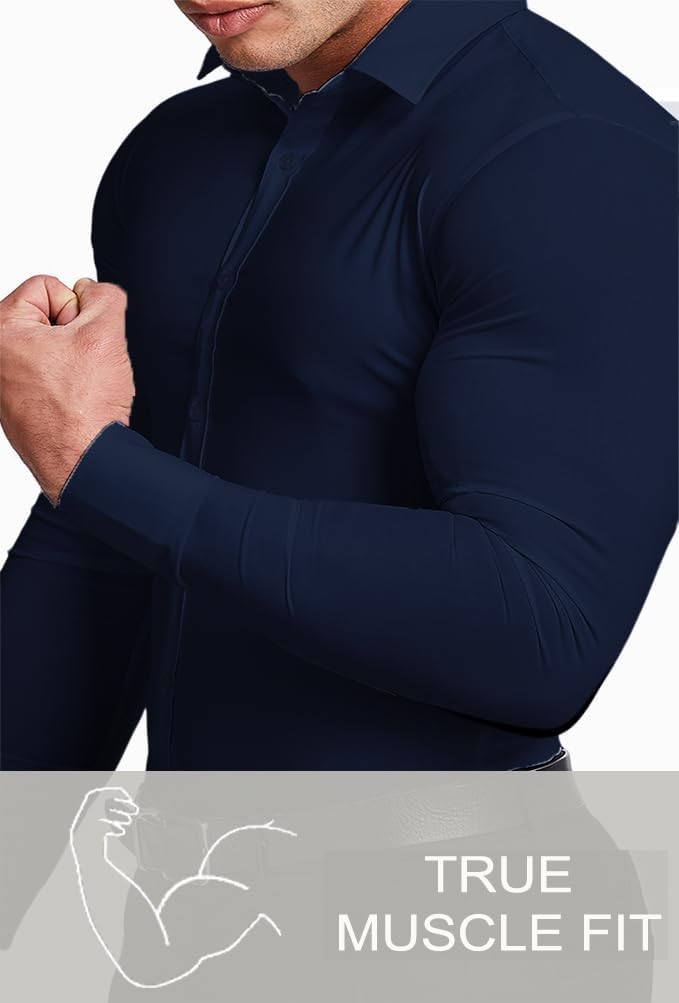 Stylish Men's Wrinkle-Free Slim Fit Dress Shirt, ideal for travel.