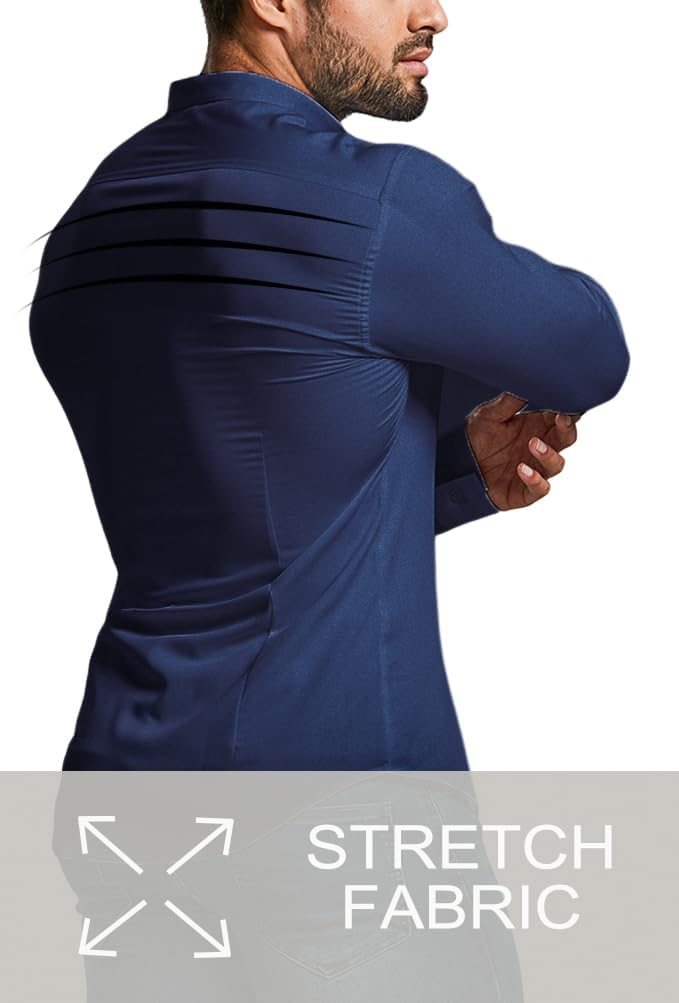 Men's Comfortable Slim Fit Dress Shirt, wrinkle-free, stretch fabric.