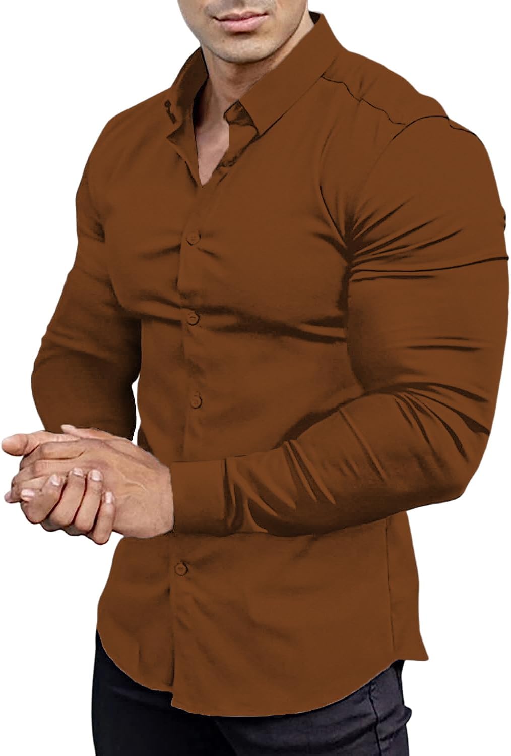 Formal Men's Slim Fit Dress Shirt, long sleeve, no-iron fabric, stylish.