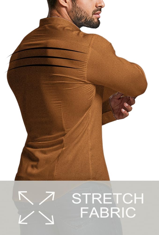 Men's Long Sleeve Wrinkle-Free Slim Fit Dress Shirt, ultimate stretch comfort.