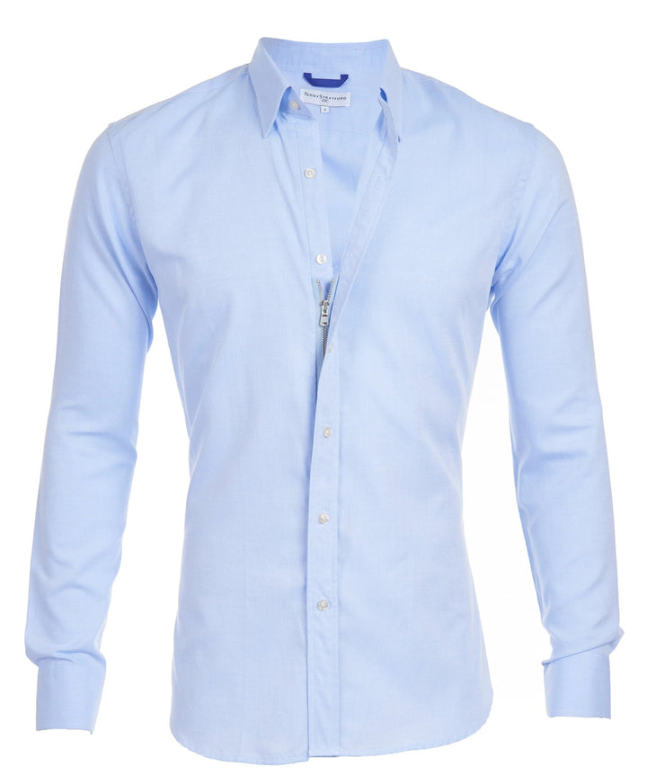 Stylish men's long sleeve zip shirt. Modern design for versatile smart casual or relaxed everyday outfits.