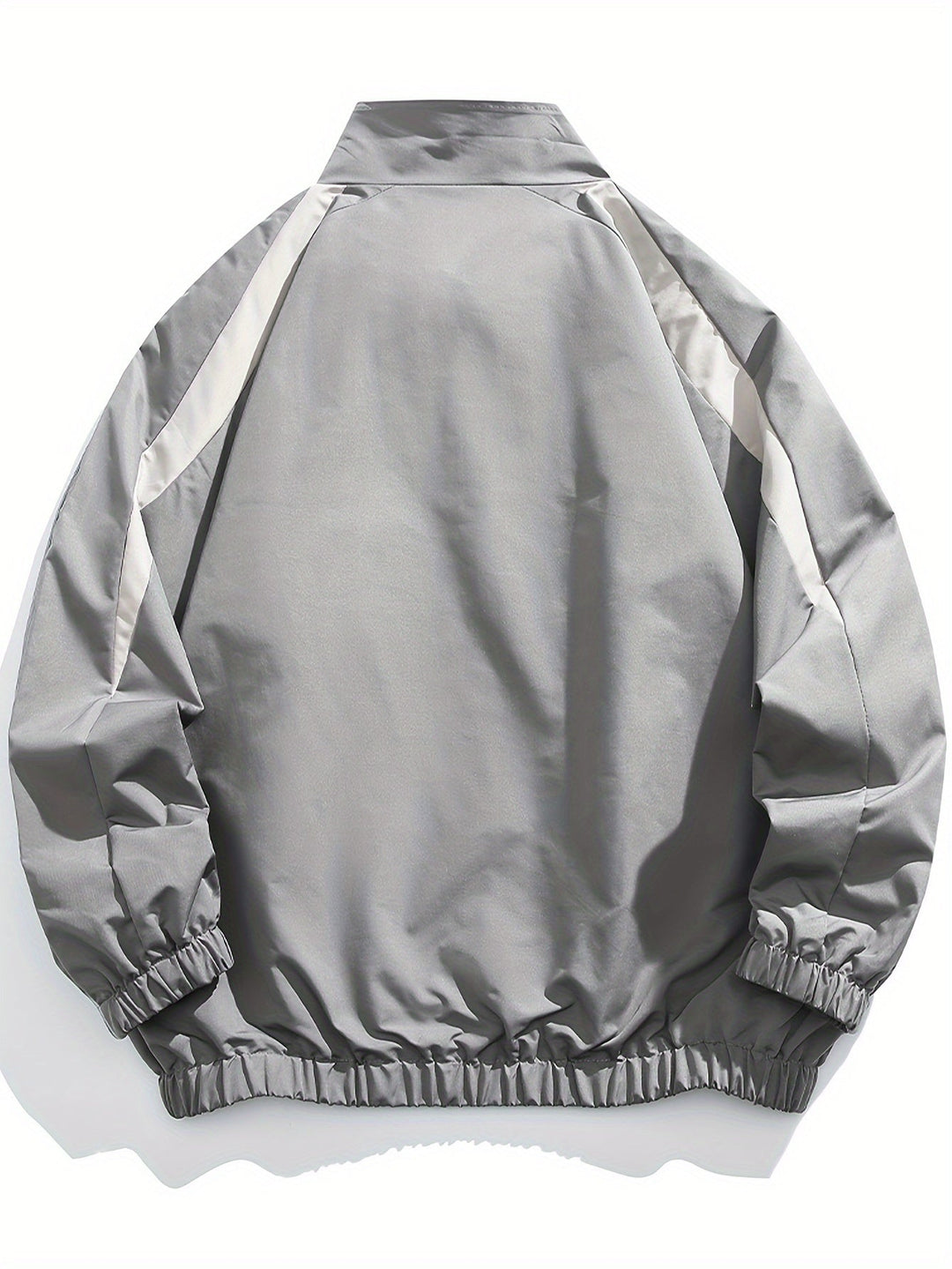 Modern men's outerwear: a versatile zip-front windbreaker jacket with a stand collar for cool weather.