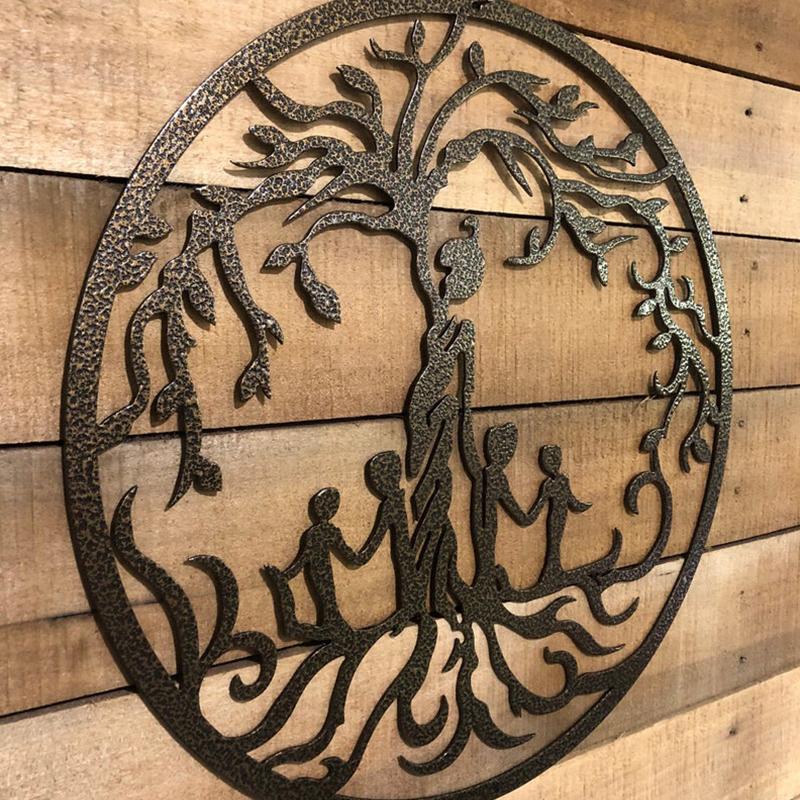 Tree of Life metal wall decor, symbolic art representing family connections, elegant iron home decoration