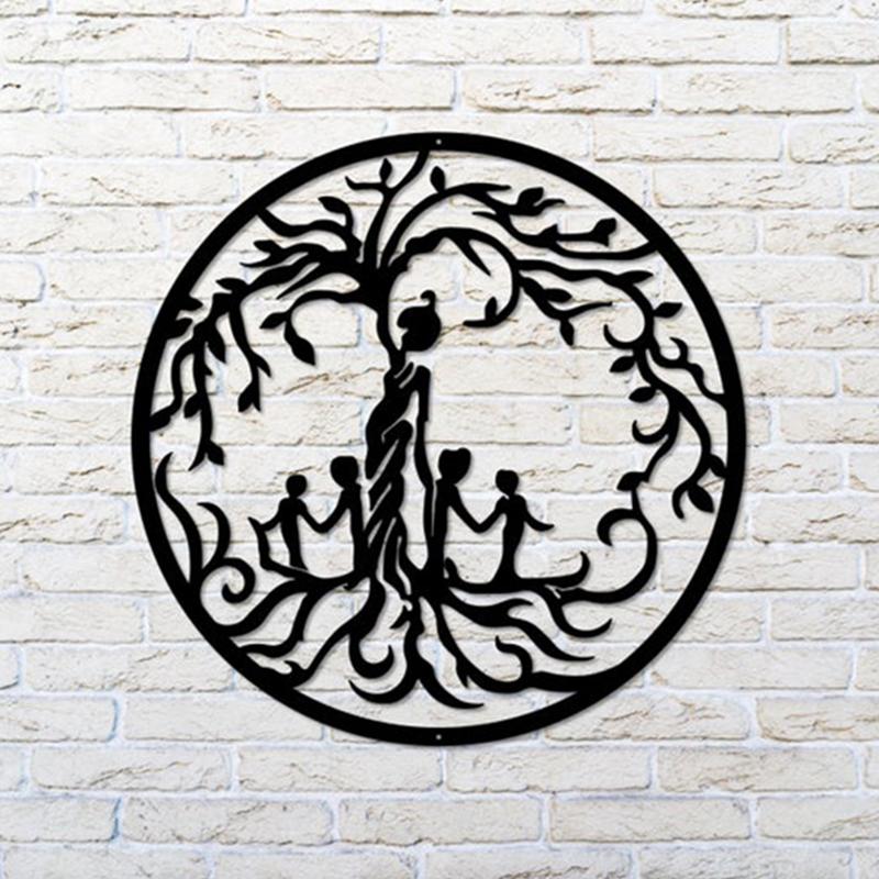 Modern Tree of Life metal wall hanging, abstract design, 'family bond' art, elegant and meaningful