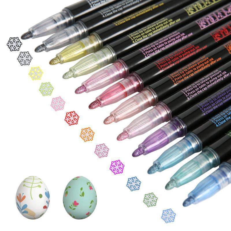 Assorted Metallic Outline Art Marker Pens bundled for artists, crafters, and students.