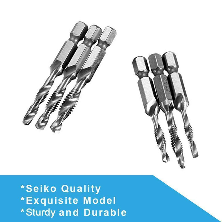 Metric threading drill bit set: high-speed steel construction for durability