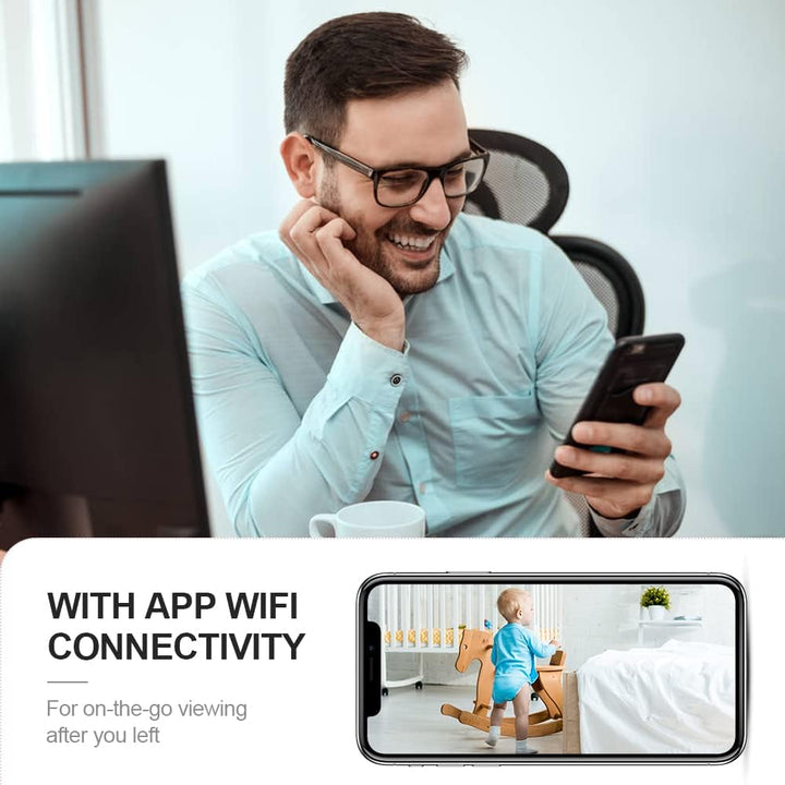 Advanced 4K WiFi mini security camera, capturing clear indoor video with night vision for effective home surveillance.