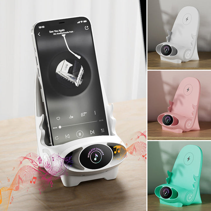 Mini Chair 15W Wireless Fast Charger & Phone Stand, perfect for desktop gadgets and home office use.