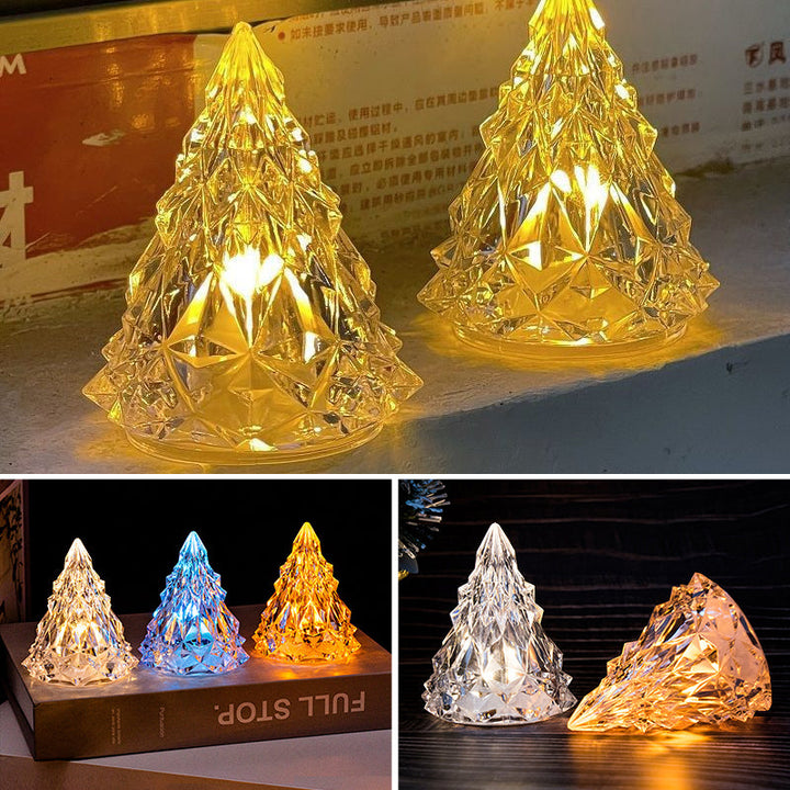 Mini LED crystal Christmas tree night light, festive home decor for the holidays