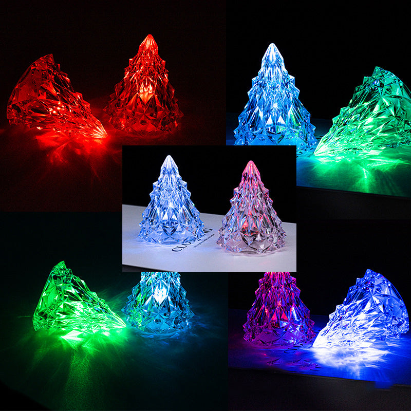 Portable mini LED crystal Christmas tree night light, perfect for festive tabletops