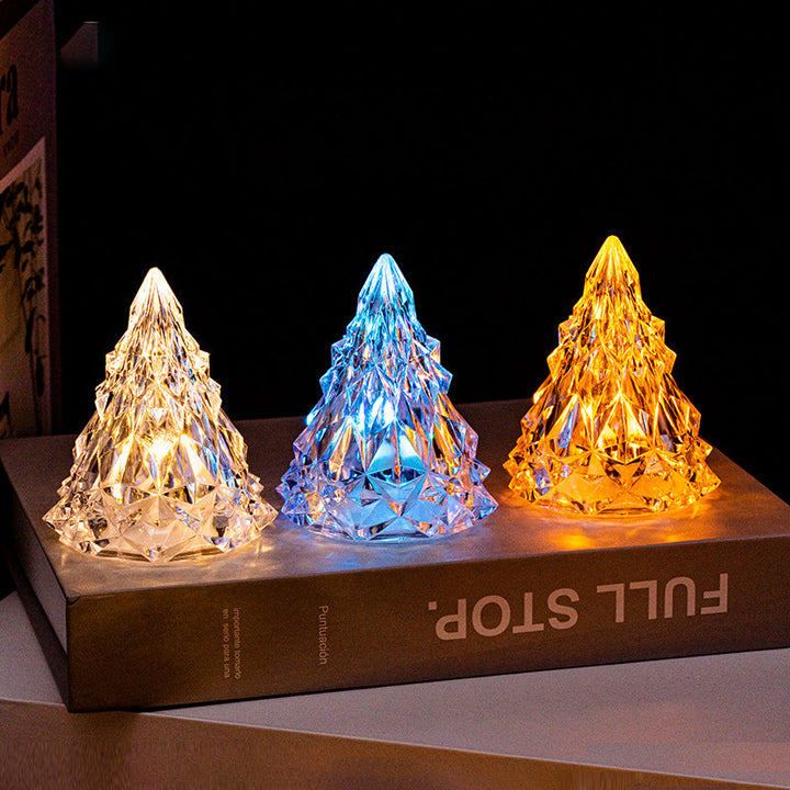 Elegant mini LED Christmas tree night light with a crystal design, a beautiful decoration