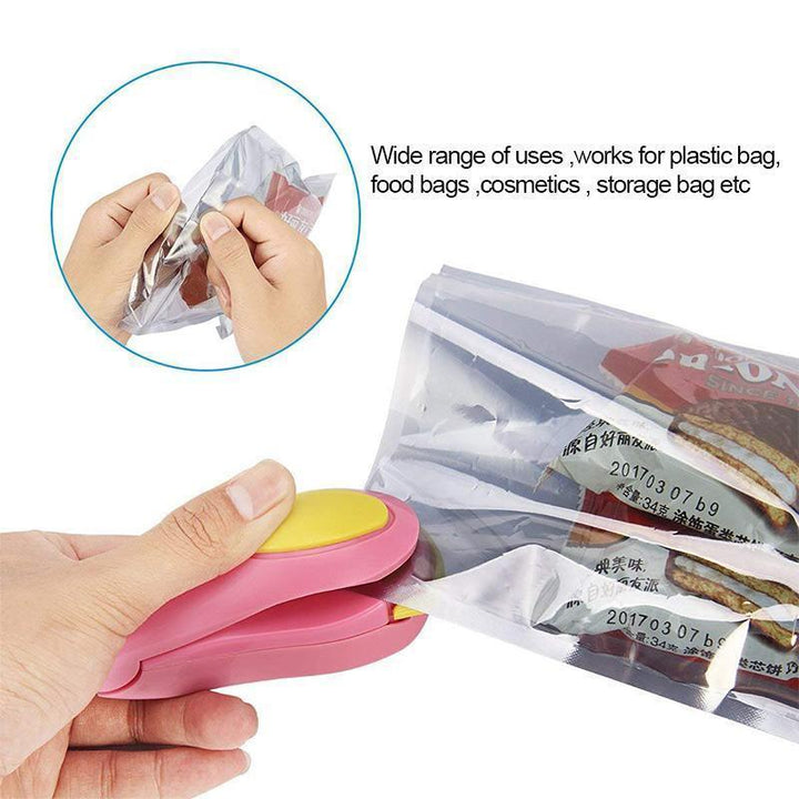 Various mini portable food bag heat sealers in different colors, perfect for travel and efficient food storage.