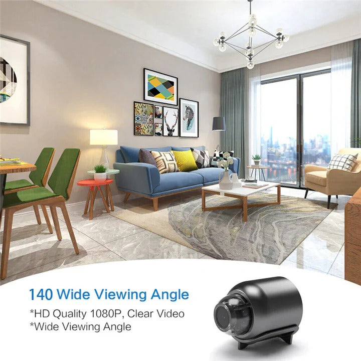 Tiny wireless security camera for remote monitoring, perfect for indoor surveillance with night vision.