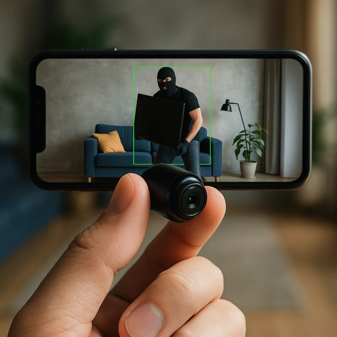 Mini wireless nanny camera with audio for discreet home security. HD surveillance & covert monitoring.