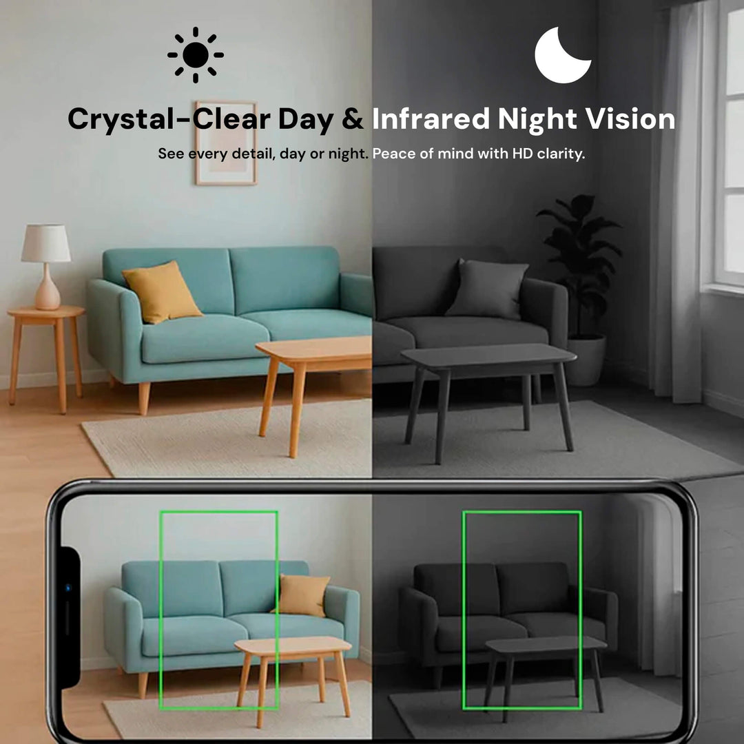 Covert mini HD wireless camera with audio for discreet home security, nanny & surveillance.