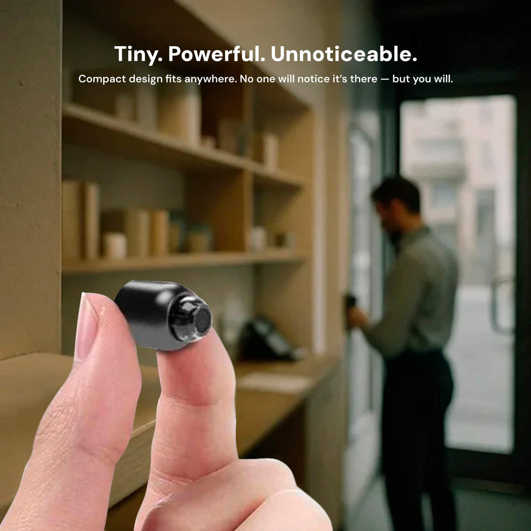 Mini wireless camera with audio, discreet covert monitor for home security & nanny surveillance.