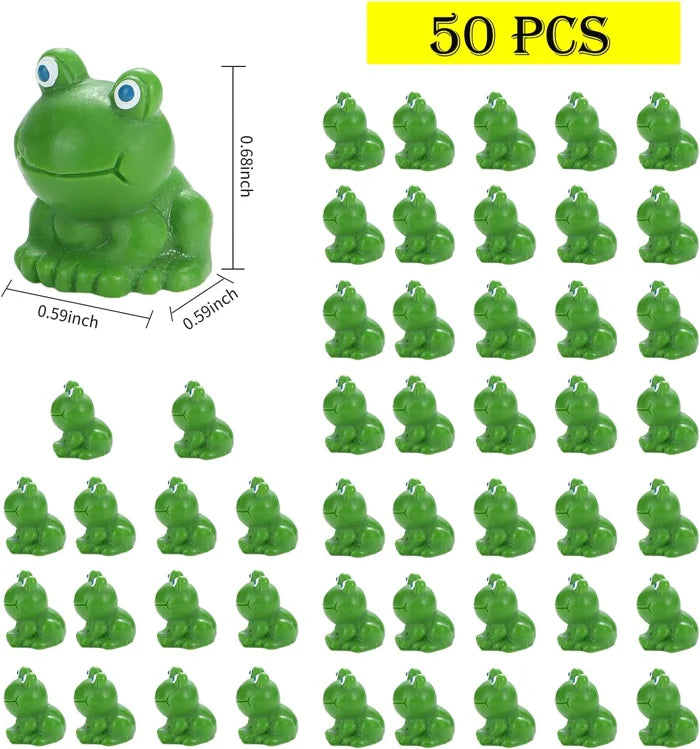Assortment of small green resin frog toys, great for pranks & gifts