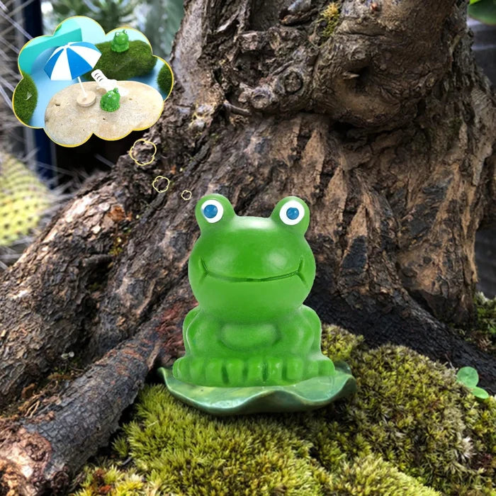 Miniature green frog decoration, perfect for fairy gardens or crafting