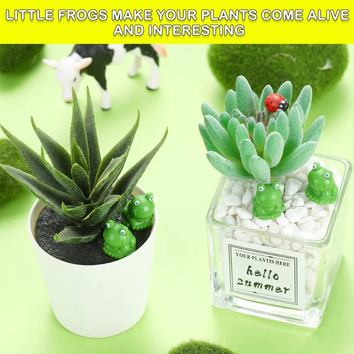 Collection of green miniature frogs, novelty toys for decoration & pranks