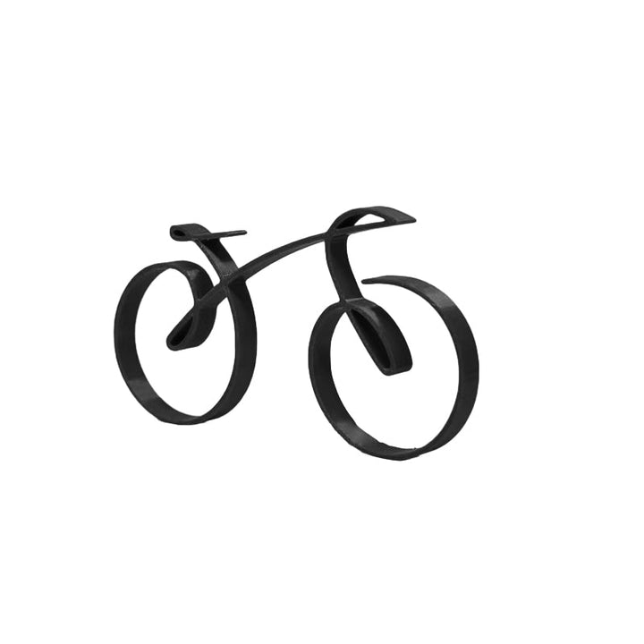 Black metal minimalist bicycle sculpture, a chic and understated piece of desk art and cyclist gift