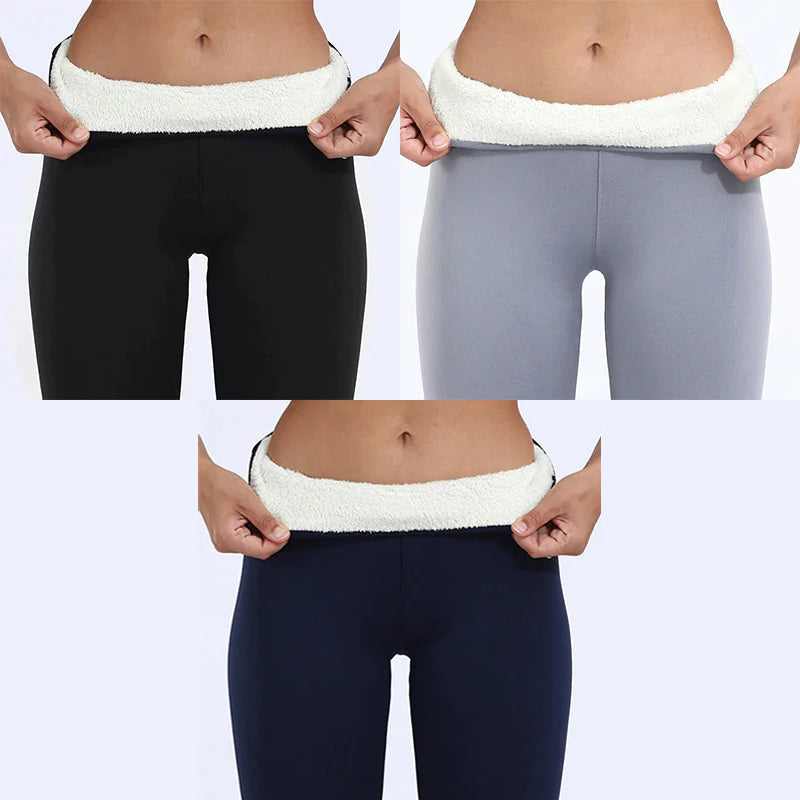 Texture shot of the exterior fabric of women's thermal winter leggings, durable and sleek