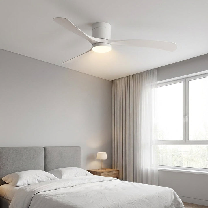 Modern Aerialynx ceiling fan with integrated LED light for quiet room cooling and stylish home lighting.