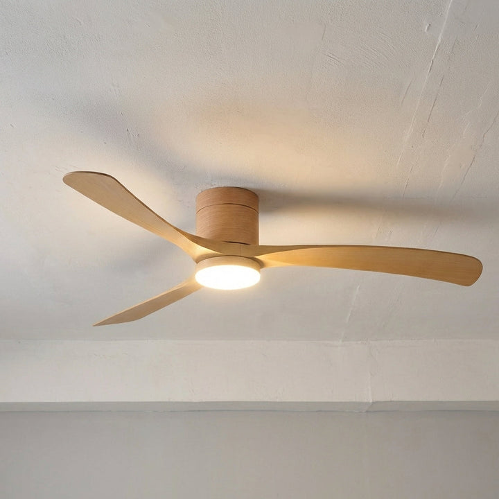 White modern ceiling fan with integrated LED light and quiet motor for optimal air circulation.