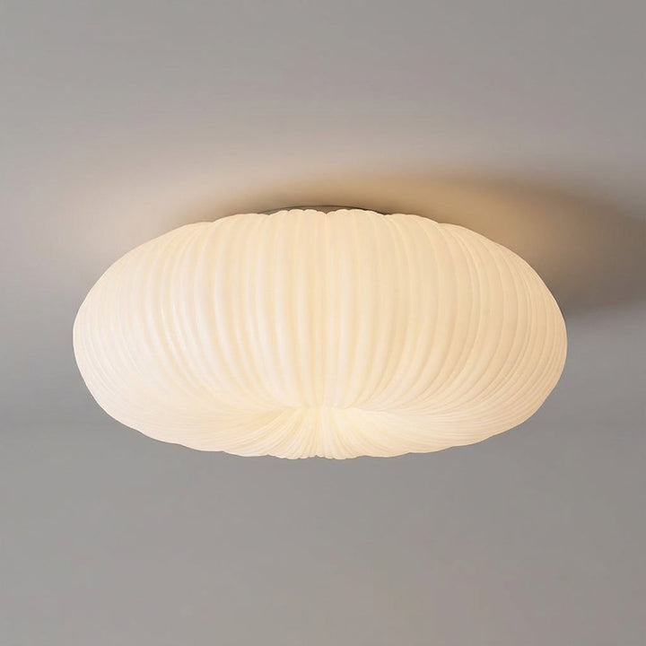 Ciravine modern flush mount LED ceiling light creating a gentle, warm ambient glow; ideal for cozy home lighting.