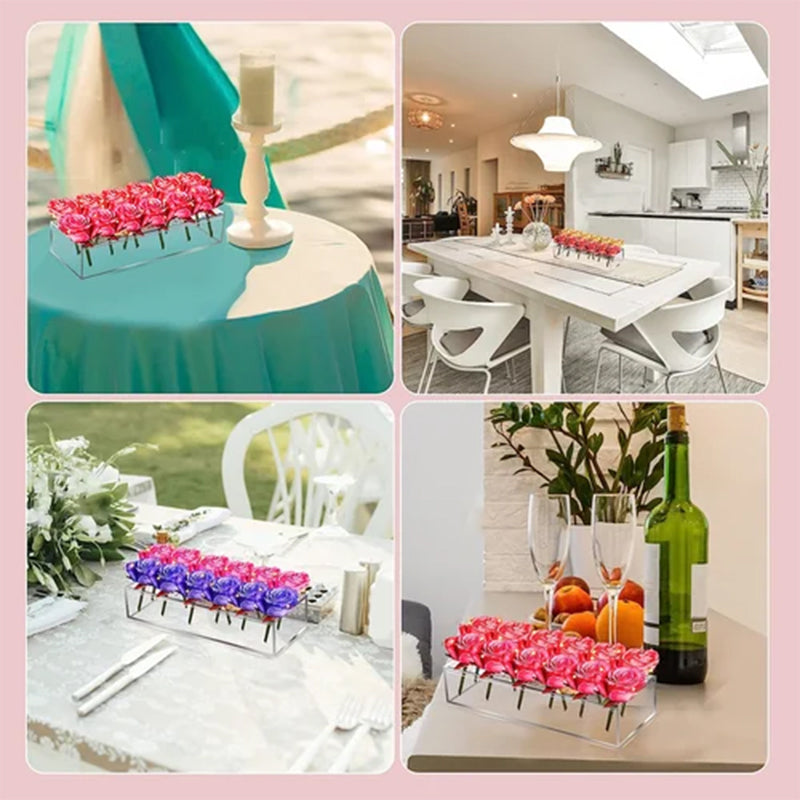 Transparent acrylic flower vase, a contemporary piece for elegant home decor and wedding centerpieces.