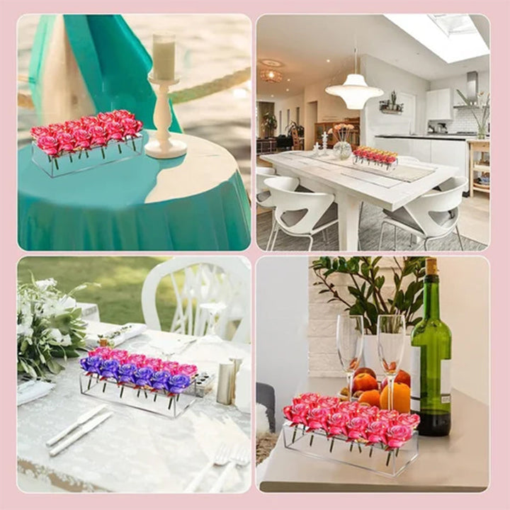 Transparent acrylic flower vase, a contemporary piece for elegant home decor and wedding centerpieces.