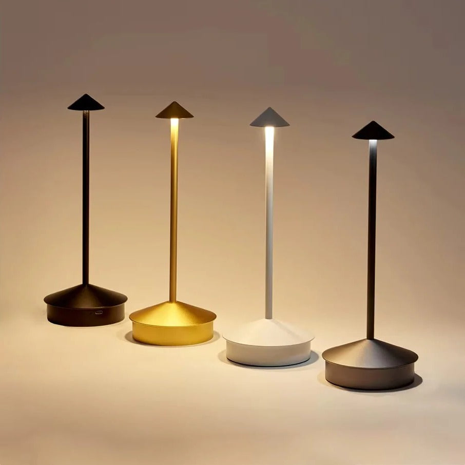 Versatile modern cordless LED desk lamp, 3 color temperatures & dimmable touch control for any space.