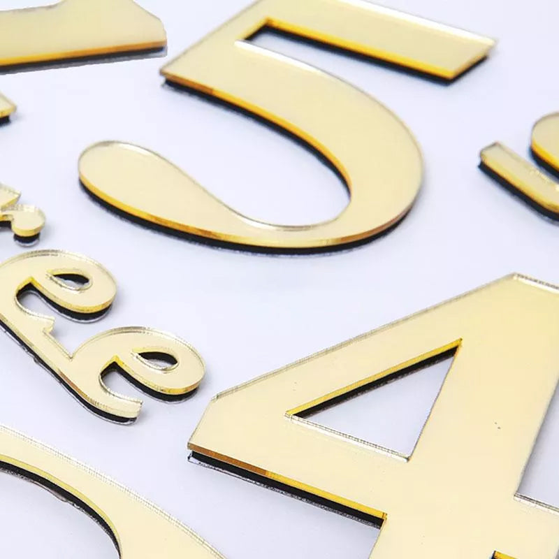 Side view of the 3D acrylic numbers of the DIY frameless wall clock kit