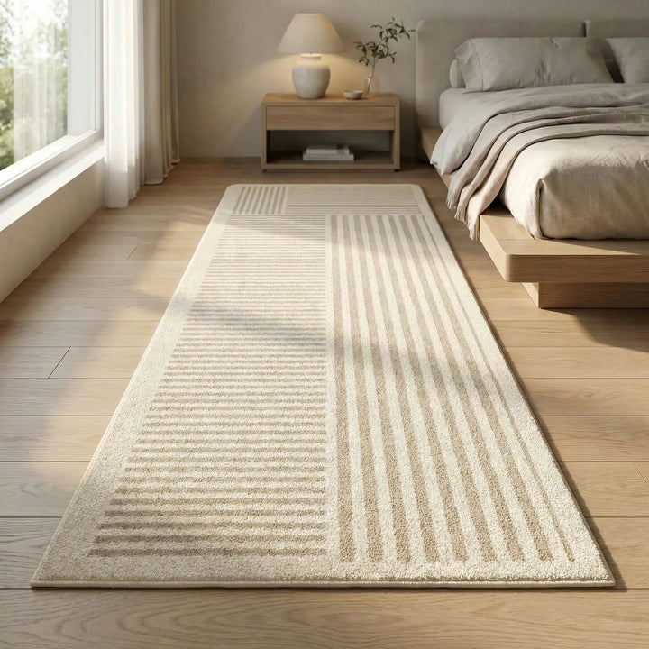 Soft non-slip modern runner rug, ideal as a kitchen mat or hallway accent, with wave design.