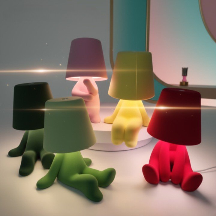 Sleek humanoid LED desk lamp, a modern home accent for creative room lighting and unique gifts.