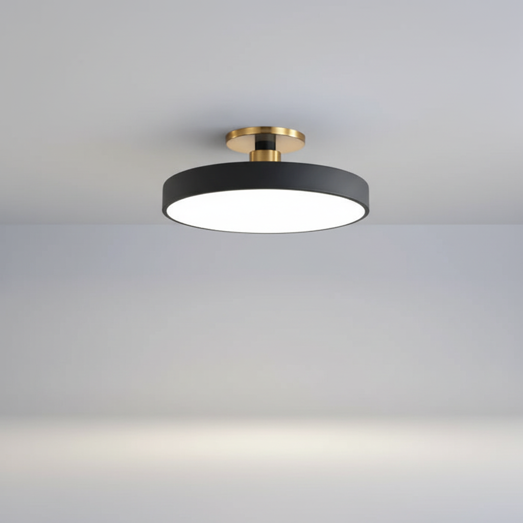 Stylish semi-recessed LED ceiling light, modern Scandinavian design, ideal for bedroom & nursery ambient lighting.
