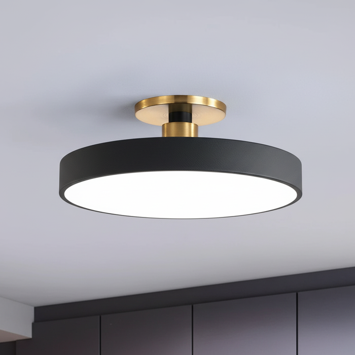 Acrylic modern LED ceiling light, semi-recessed, Helligon, providing soft light for cozy home decor.