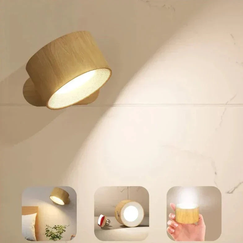 Magnetic wireless LED wall lamp, LumoFlex rechargeable for modern home lighting & versatility.