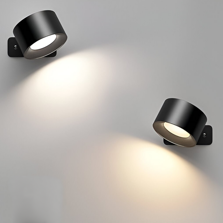 Sleek magnetic rechargeable wall light. Dimmable LED lamp perfect for modern bedroom decor.