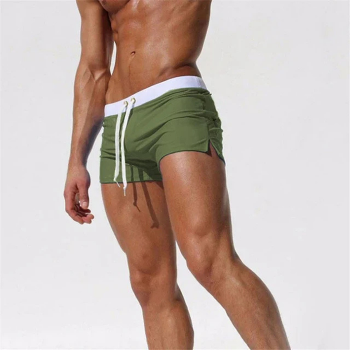 Essential men's square cut swimwear, perfect beach shorts for summer vacation comfort.