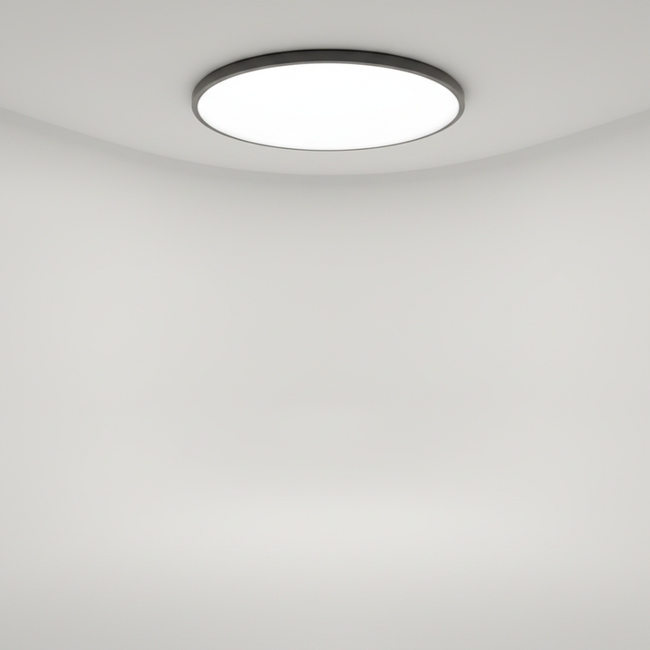 Contemporary LED ceiling light. Minimalist round design creates a modern, ambient glow for any room.