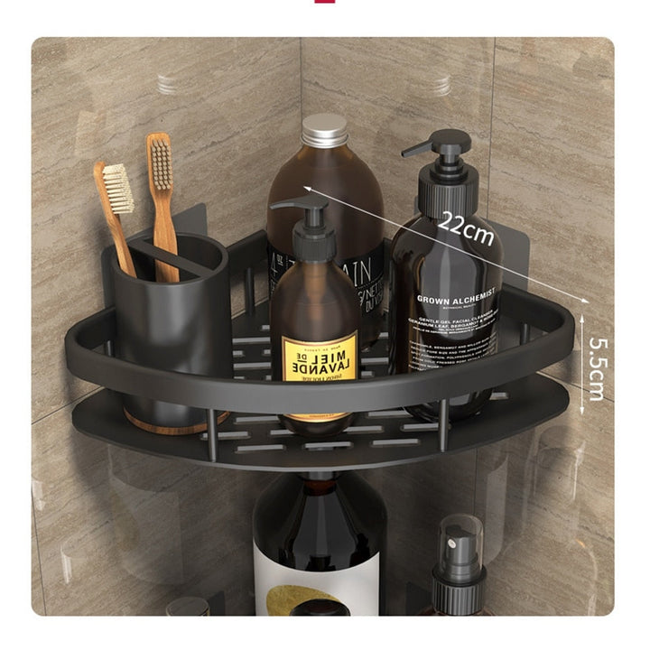 Keep your bathroom neat with this modern no-drill suction shelf.